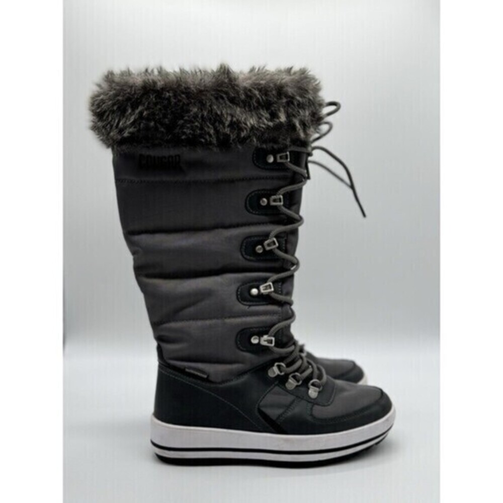 COUGAR Vesta Tall Winter Boots Grey Lace Up Womens SIZE 8 Warm Waterproof